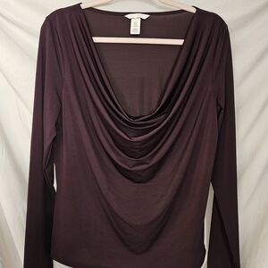 H&M Plum Drape Neck Long Sleeve Top